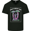 Have a Great Trip Magic Mushrooms LSD Hippy Mens V-Neck Cotton T-Shirt Black