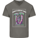 Have a Great Trip Magic Mushrooms LSD Hippy Mens V-Neck Cotton T-Shirt Charcoal