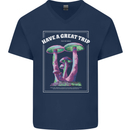 Have a Great Trip Magic Mushrooms LSD Hippy Mens V-Neck Cotton T-Shirt Navy Blue