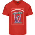 Have a Great Trip Magic Mushrooms LSD Hippy Mens V-Neck Cotton T-Shirt Red
