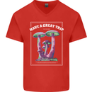 Have a Great Trip Magic Mushrooms LSD Hippy Mens V-Neck Cotton T-Shirt Red
