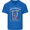 Have a Great Trip Magic Mushrooms LSD Hippy Mens V-Neck Cotton T-Shirt Royal Blue