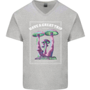 Have a Great Trip Magic Mushrooms LSD Hippy Mens V-Neck Cotton T-Shirt Sports Grey