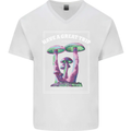 Have a Great Trip Magic Mushrooms LSD Hippy Mens V-Neck Cotton T-Shirt White