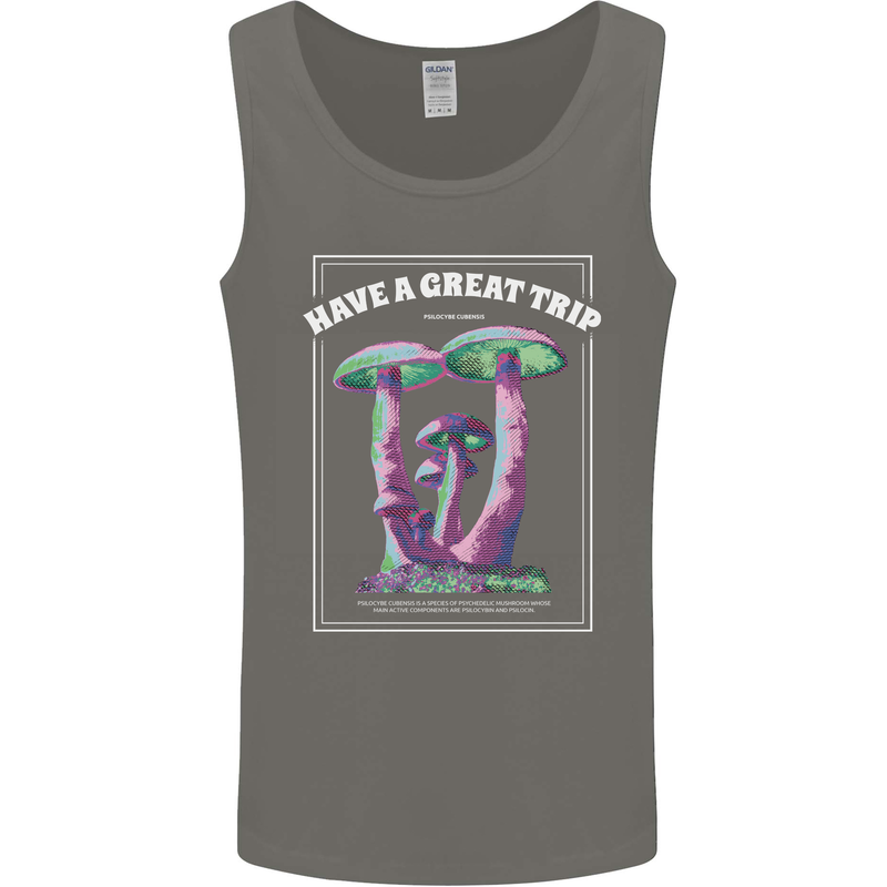 Have a Great Trip Magic Mushrooms LSD Hippy Mens Vest Tank Top Charcoal
