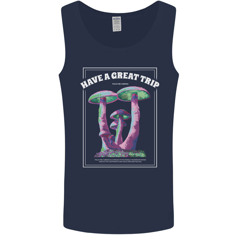 Have a Great Trip Magic Mushrooms LSD Hippy Mens Vest Tank Top Navy Blue