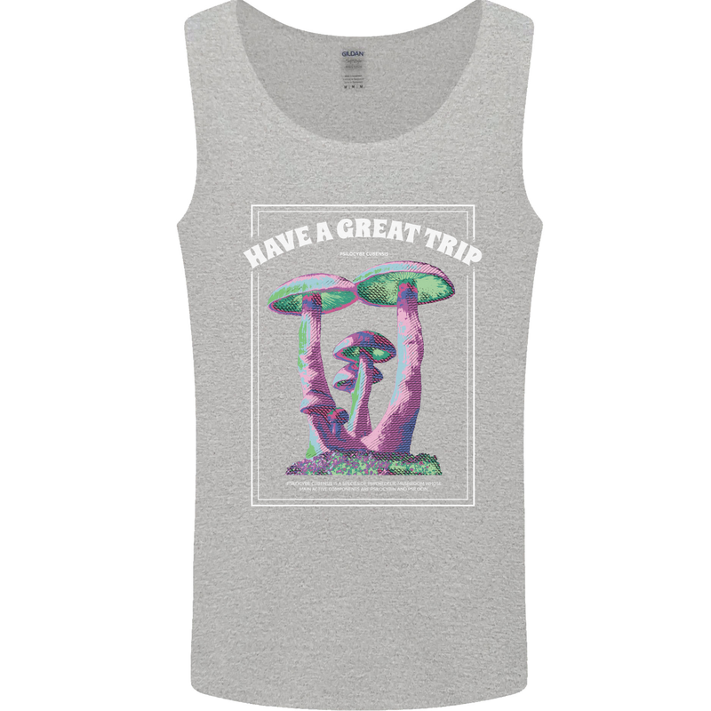 Have a Great Trip Magic Mushrooms LSD Hippy Mens Vest Tank Top Sports Grey