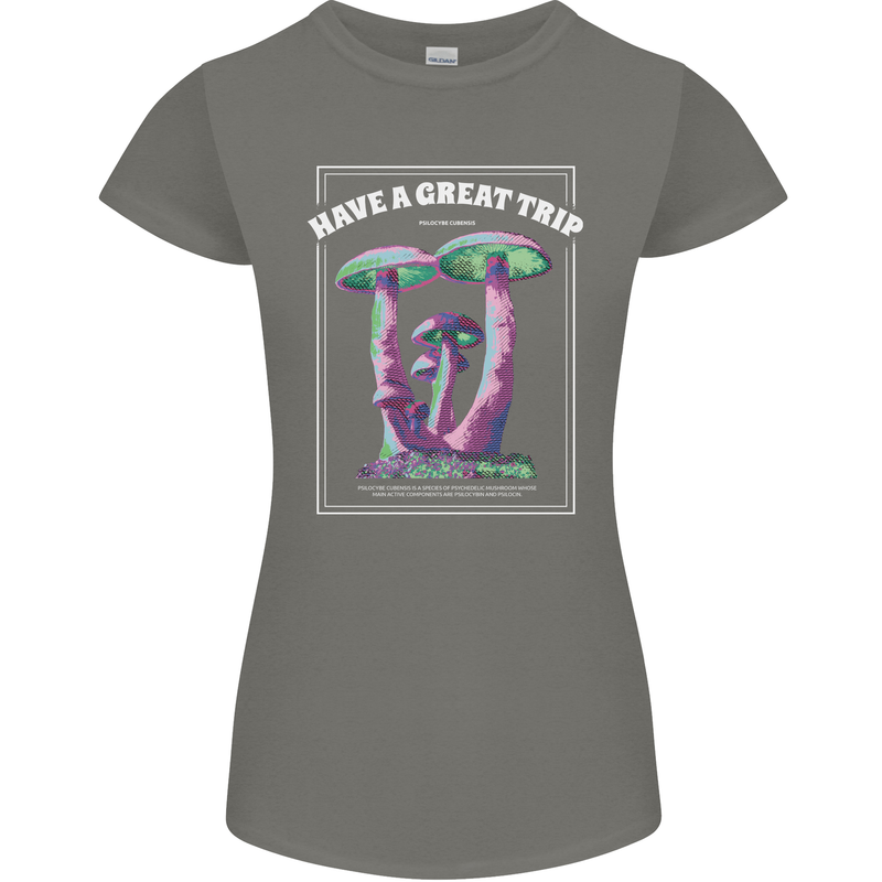 Have a Great Trip Magic Mushrooms LSD Hippy Womens Petite Cut T-Shirt Charcoal