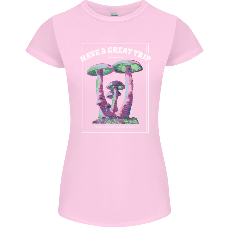 Have a Great Trip Magic Mushrooms LSD Hippy Womens Petite Cut T-Shirt Light Pink