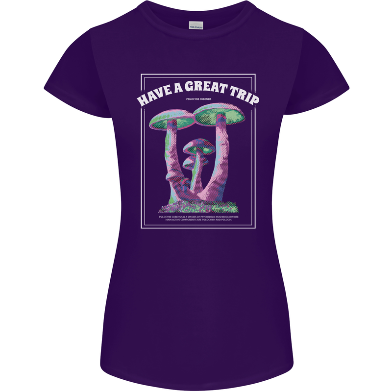 Have a Great Trip Magic Mushrooms LSD Hippy Womens Petite Cut T-Shirt Purple