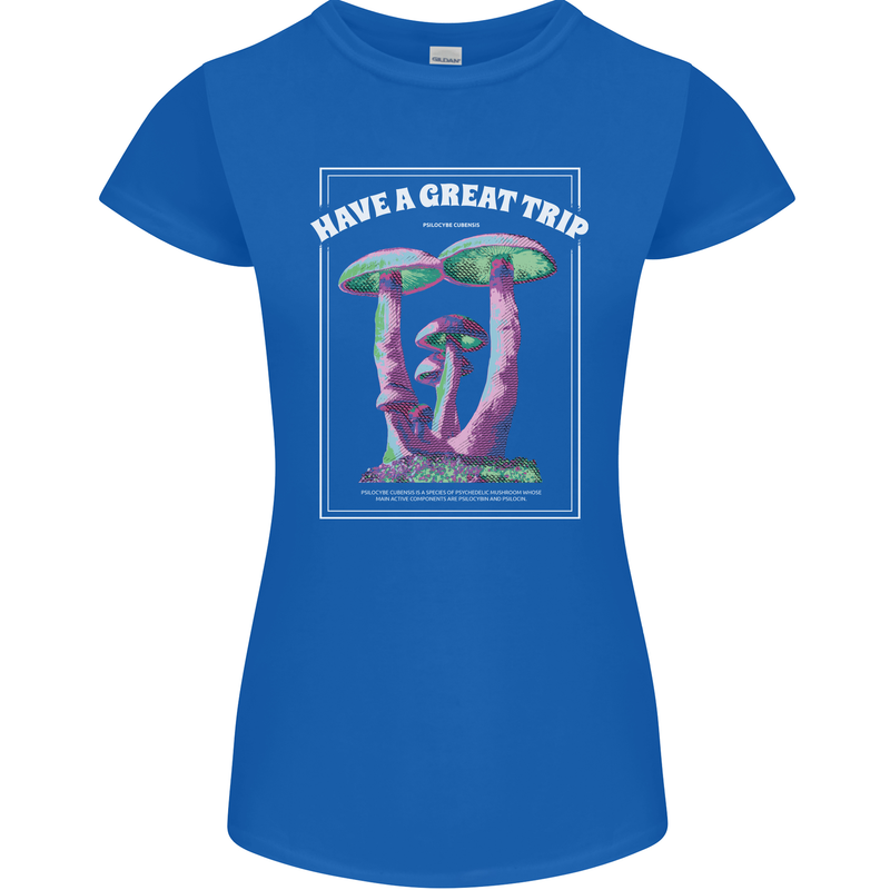 Have a Great Trip Magic Mushrooms LSD Hippy Womens Petite Cut T-Shirt Royal Blue