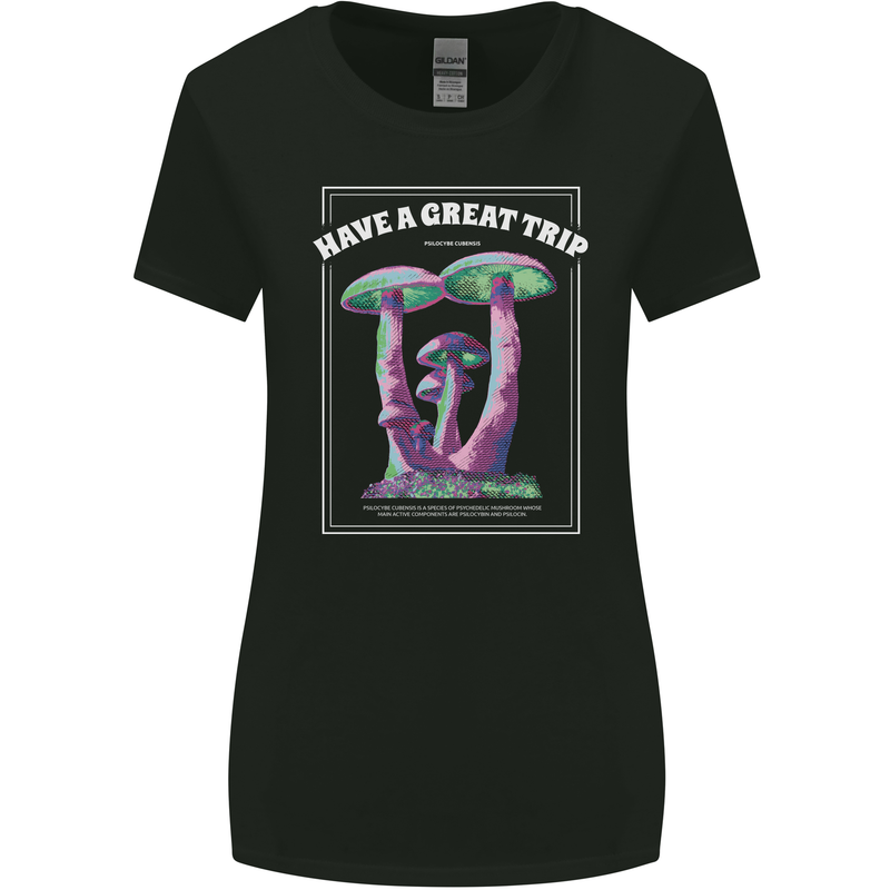 Have a Great Trip Magic Mushrooms LSD Hippy Womens Wider Cut T-Shirt Black