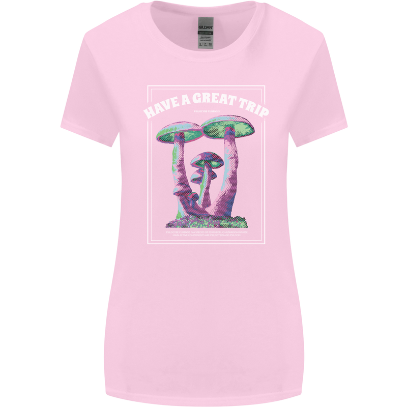 Have a Great Trip Magic Mushrooms LSD Hippy Womens Wider Cut T-Shirt Light Pink