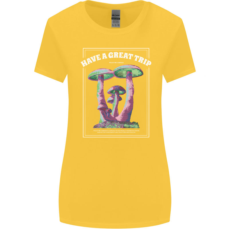 Have a Great Trip Magic Mushrooms LSD Hippy Womens Wider Cut T-Shirt Yellow