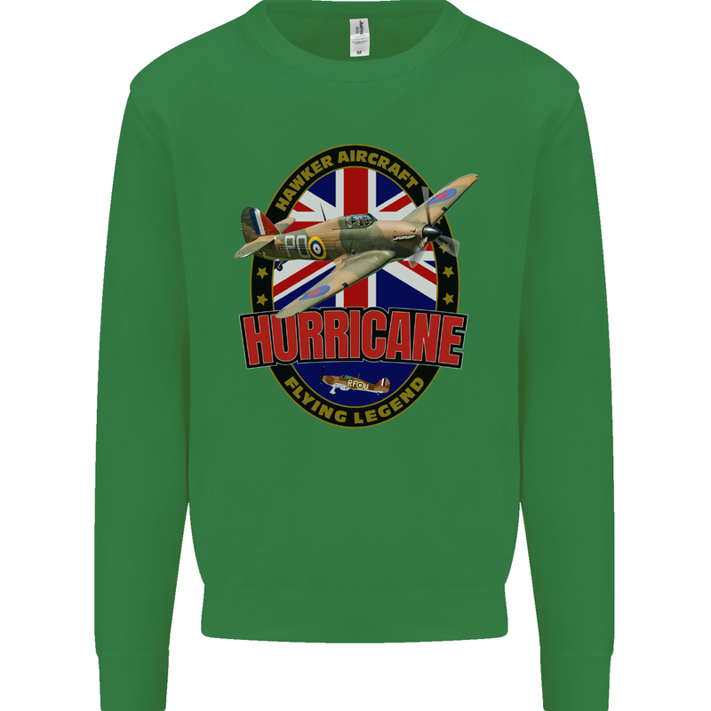 Hawker Hurricane Flying Legend Kids Sweatshirt Jumper Irish Green