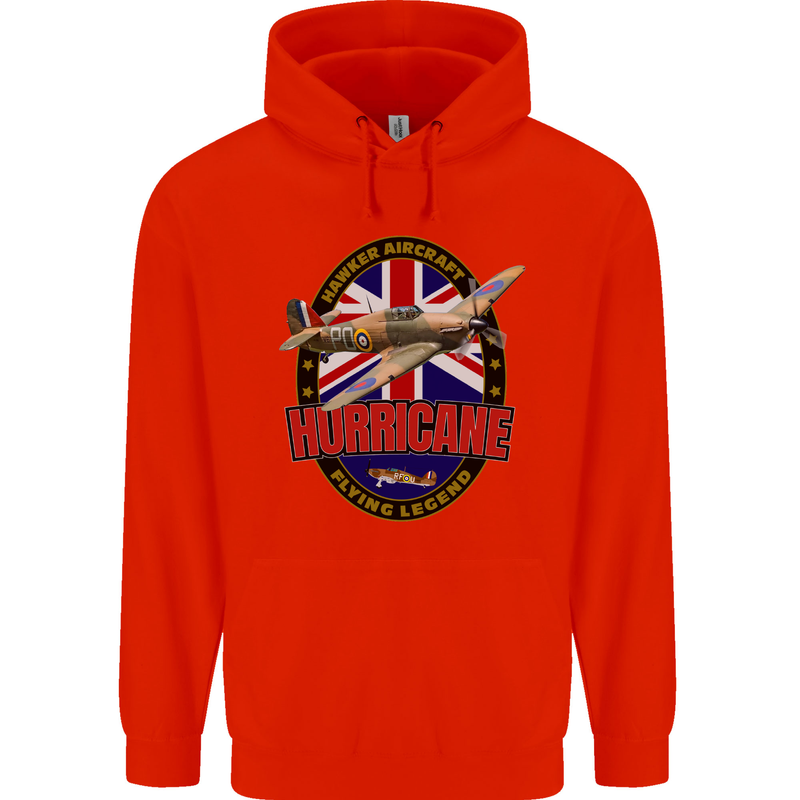Hawker Hurricane Flying Legend Mens 80% Cotton Hoodie Bright Red