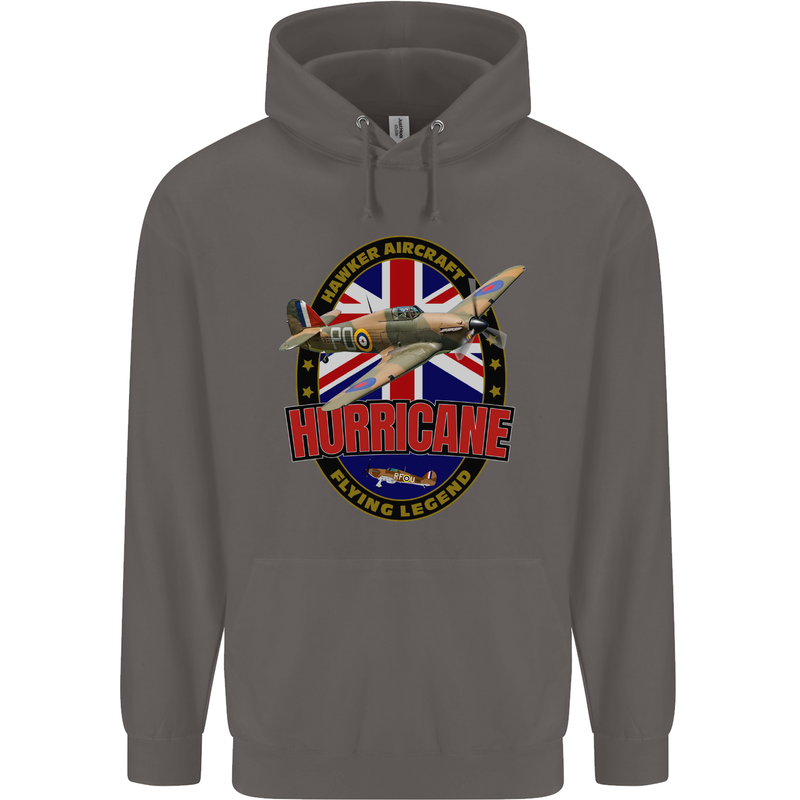 Hawker Hurricane Flying Legend Mens 80% Cotton Hoodie Charcoal