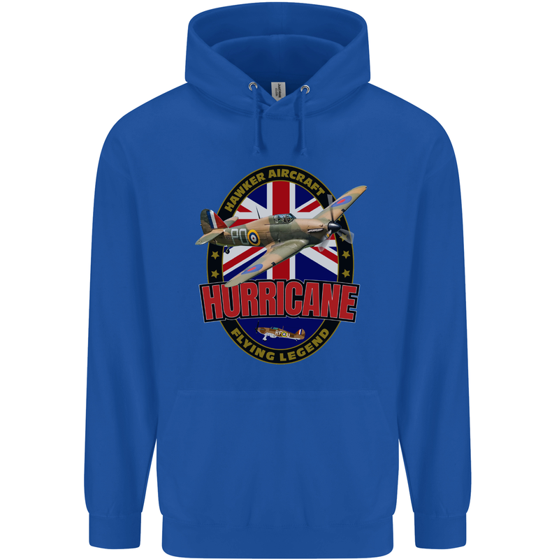 Hawker Hurricane Flying Legend Mens 80% Cotton Hoodie Royal Blue