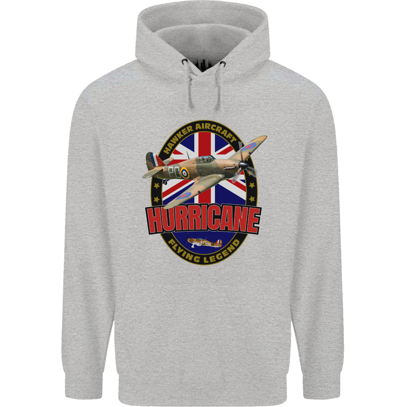 Hawker Hurricane Flying Legend Mens 80% Cotton Hoodie Sports Grey
