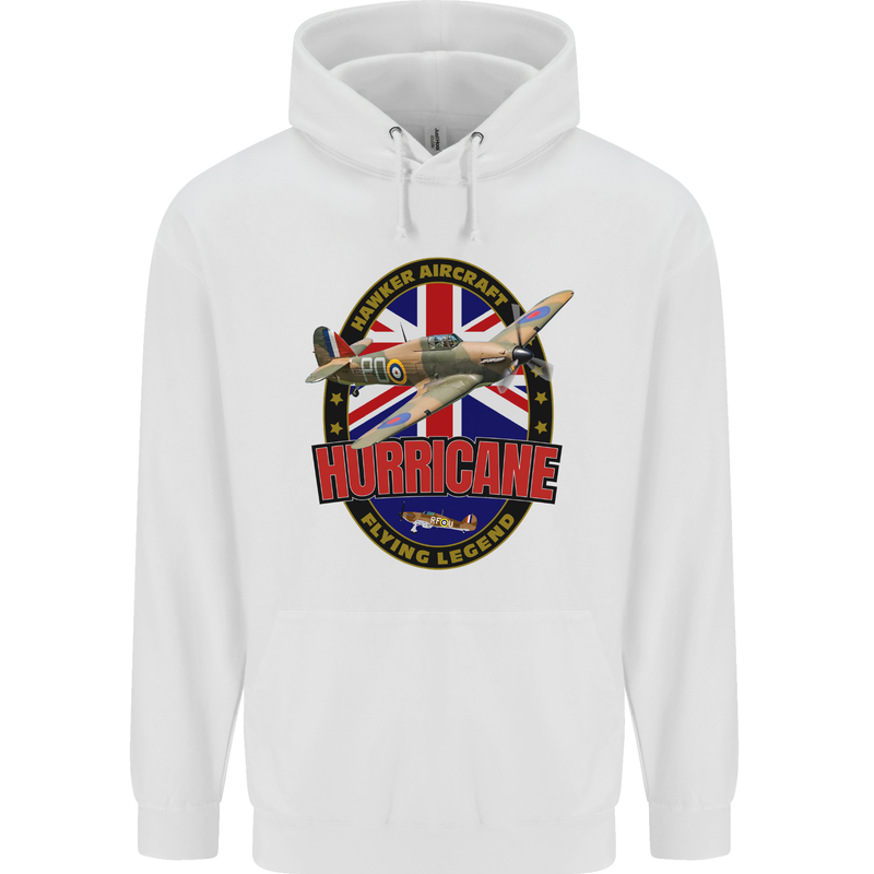 Hawker Hurricane Flying Legend Mens 80% Cotton Hoodie White