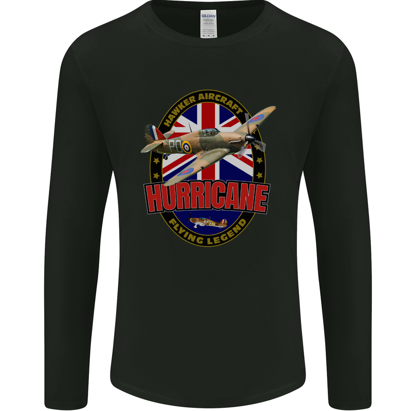 Hawker Hurricane Flying Legend Mens Long Sleeve T-Shirt Black