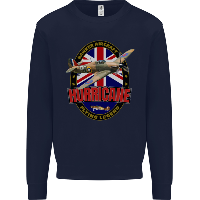 Hawker Hurricane Flying Legend Mens Sweatshirt Jumper Navy Blue