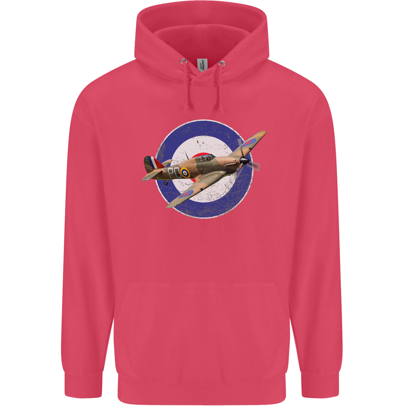 Hawker Hurricane With RAF Ensign Childrens Kids Hoodie Heliconia