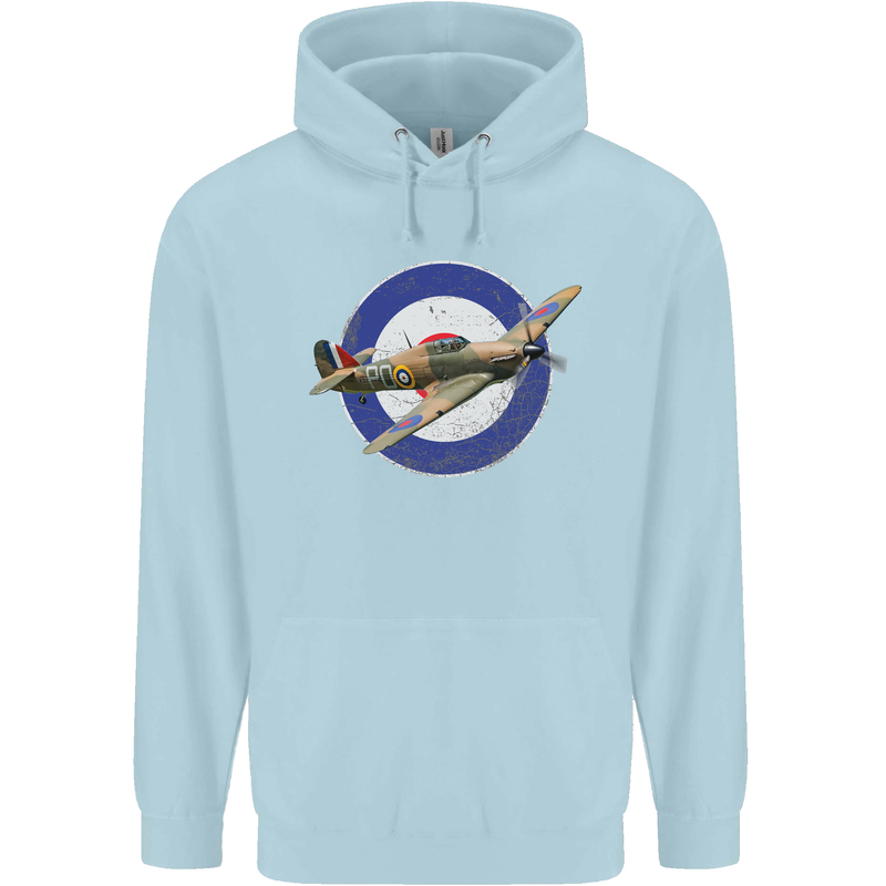 Hawker Hurricane With RAF Ensign Childrens Kids Hoodie Light Blue