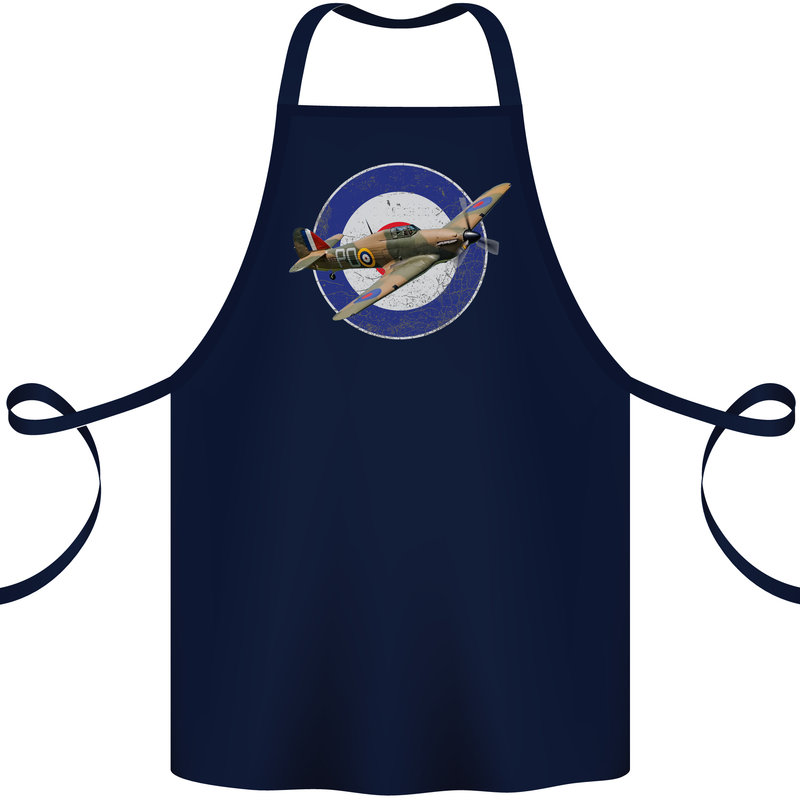 Hawker Hurricane With RAF Ensign Cotton Apron 100% Organic Navy Blue