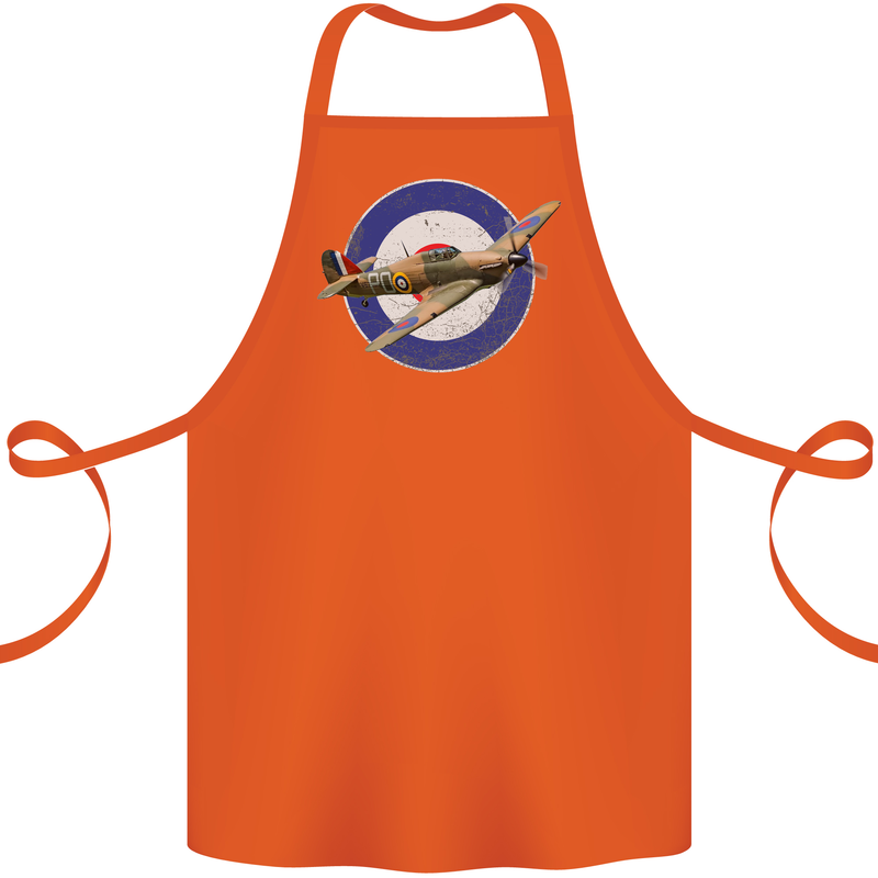 Hawker Hurricane With RAF Ensign Cotton Apron 100% Organic Orange