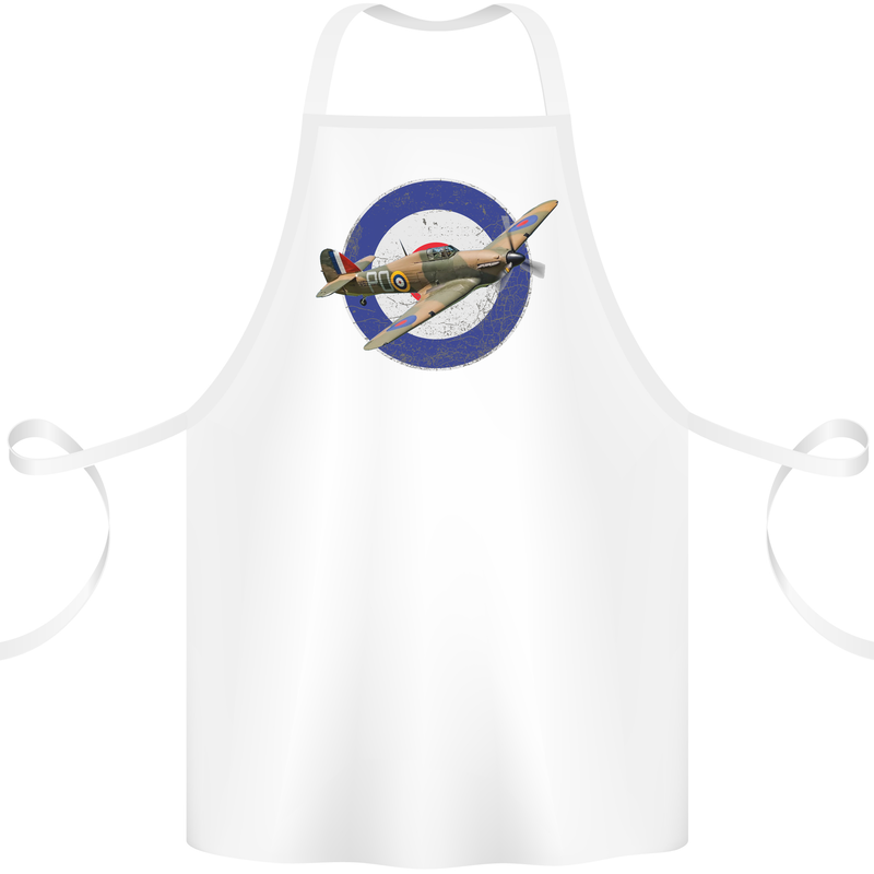 Hawker Hurricane With RAF Ensign Cotton Apron 100% Organic White