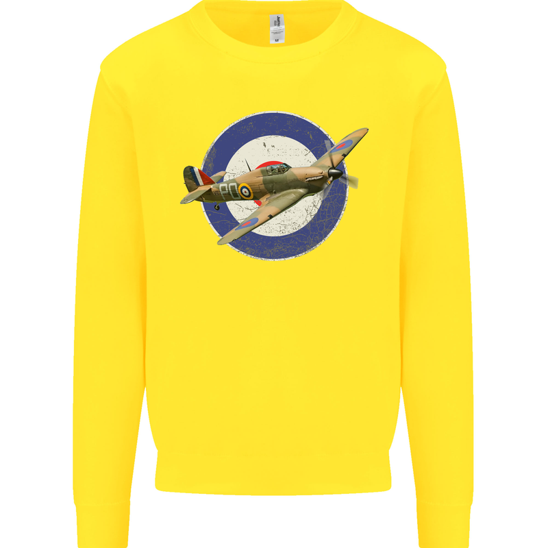 Hawker Hurricane With RAF Ensign Kids Sweatshirt Jumper Yellow