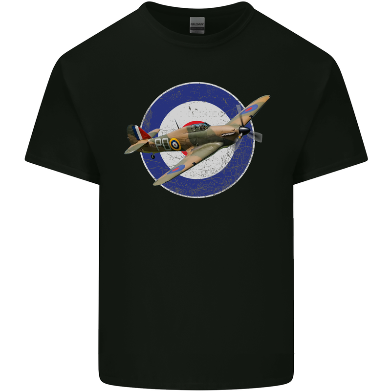 Hawker Hurricane With RAF Ensign Kids T-Shirt Childrens Black