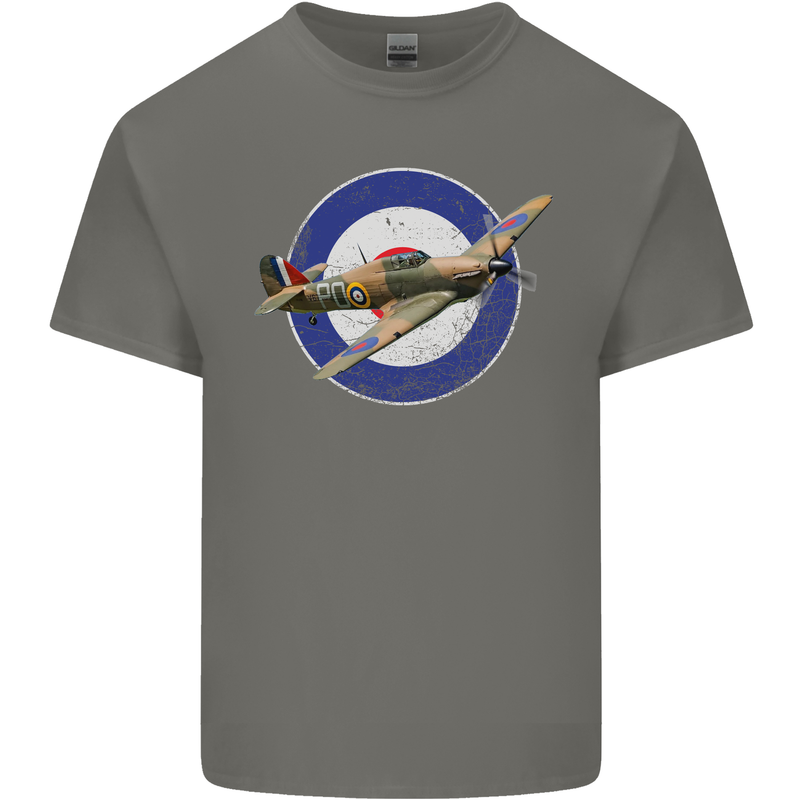 Hawker Hurricane With RAF Ensign Kids T-Shirt Childrens Charcoal