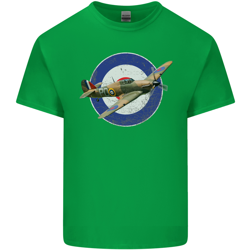 Hawker Hurricane With RAF Ensign Kids T-Shirt Childrens Irish Green