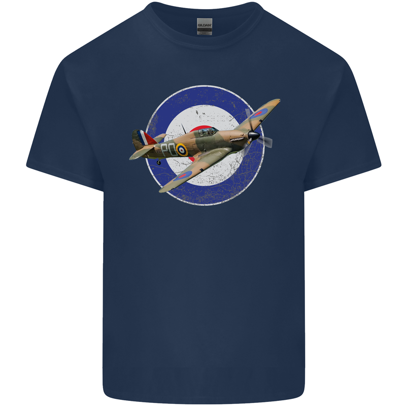 Hawker Hurricane With RAF Ensign Kids T-Shirt Childrens Navy Blue