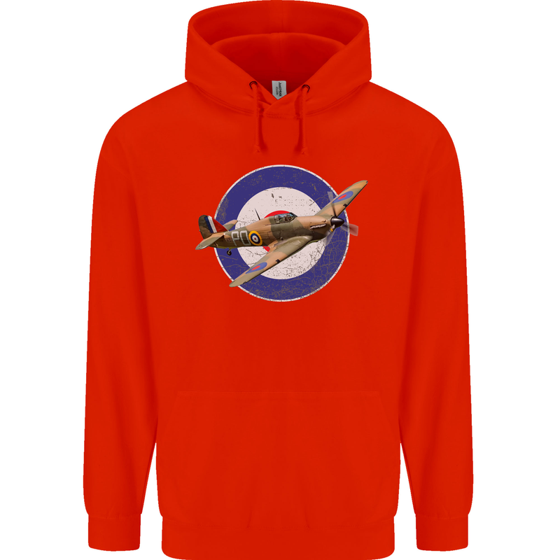 Hawker Hurricane With RAF Ensign Mens 80% Cotton Hoodie Bright Red