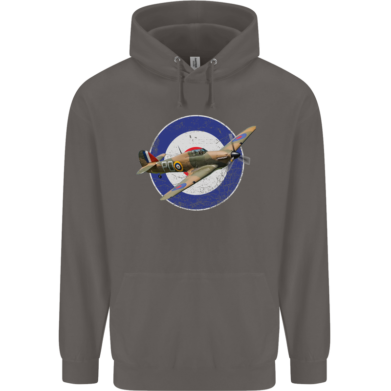 Hawker Hurricane With RAF Ensign Mens 80% Cotton Hoodie Charcoal