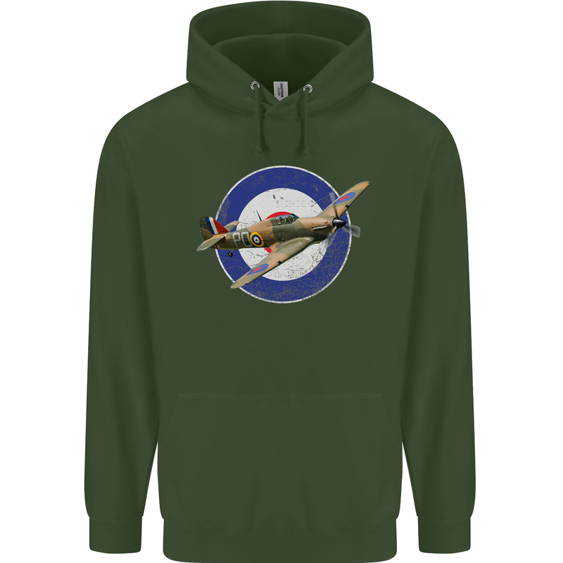 Hawker Hurricane With RAF Ensign Mens 80% Cotton Hoodie Forest Green