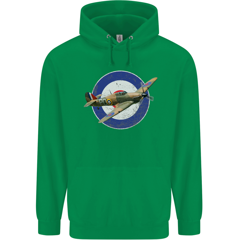 Hawker Hurricane With RAF Ensign Mens 80% Cotton Hoodie Irish Green
