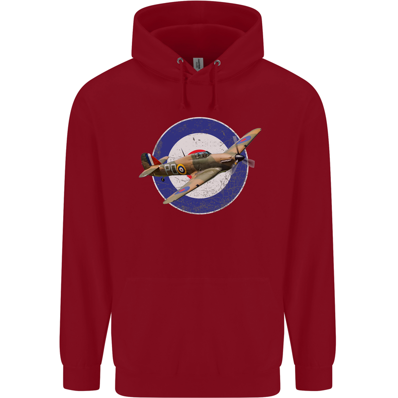 Hawker Hurricane With RAF Ensign Mens 80% Cotton Hoodie Red