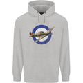 Hawker Hurricane With RAF Ensign Mens 80% Cotton Hoodie Sports Grey