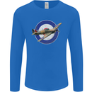 Hawker Hurricane With RAF Ensign Mens Long Sleeve T-Shirt Royal Blue