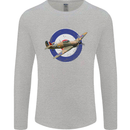 Hawker Hurricane With RAF Ensign Mens Long Sleeve T-Shirt Sports Grey
