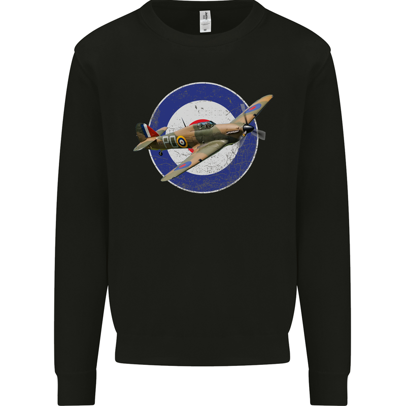 Hawker Hurricane With RAF Ensign Mens Sweatshirt Jumper Black