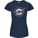 Hawker Hurricane With RAF Ensign Womens Petite Cut T-Shirt Navy Blue