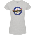 Hawker Hurricane With RAF Ensign Womens Petite Cut T-Shirt Sports Grey