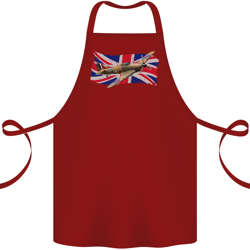 Hawker Hurricane with the Union Jack Cotton Apron 100% Organic Maroon