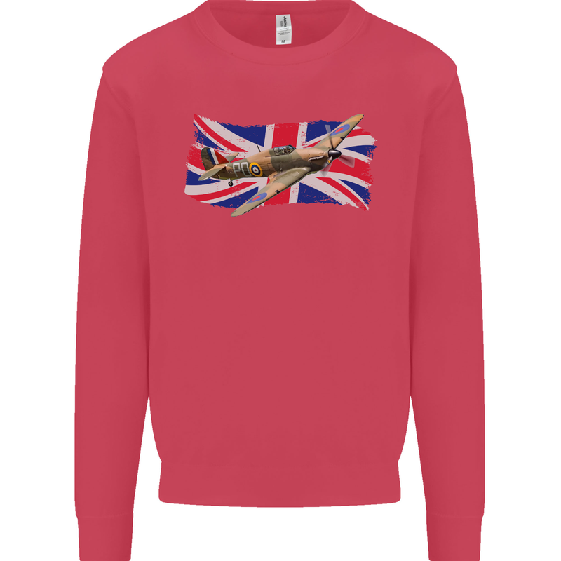 Hawker Hurricane with the Union Jack Kids Sweatshirt Jumper Heliconia