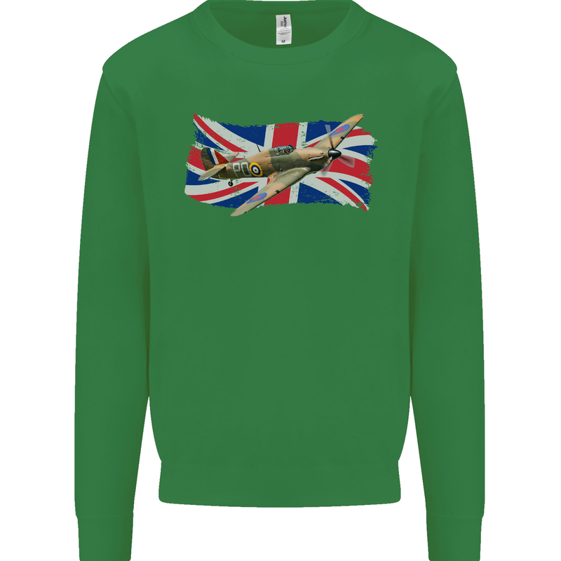 Hawker Hurricane with the Union Jack Kids Sweatshirt Jumper Irish Green